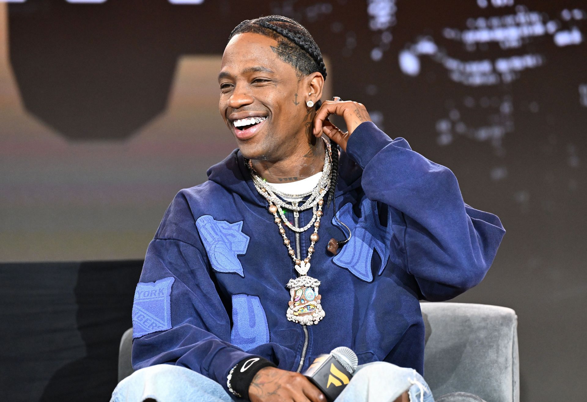 Travis Scott at the Fanatics Fest NYC 2025 on June 20, 2025. (Image via Getty)